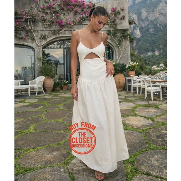 ZARA Blogger Fave Asymmetric Hem Midi Dress NWT Ecru - Picture 6 of 16